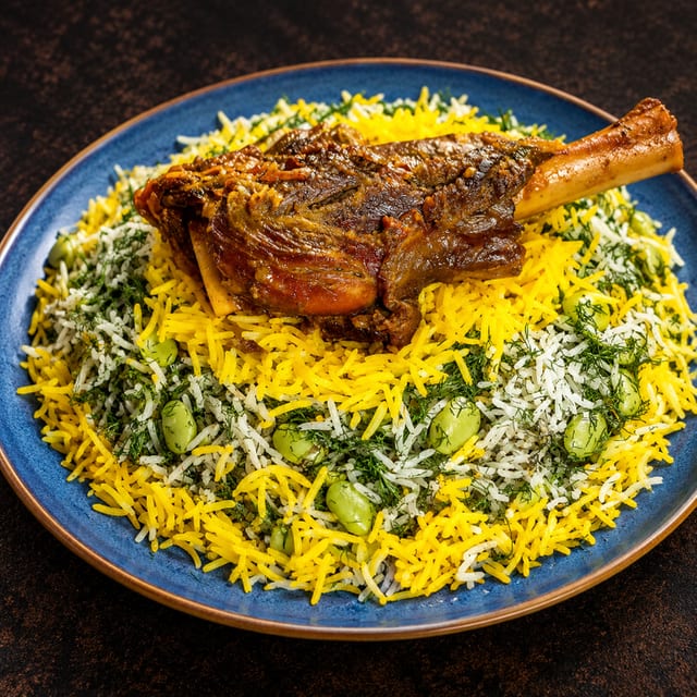Lamb Shank with Baghali Polo.