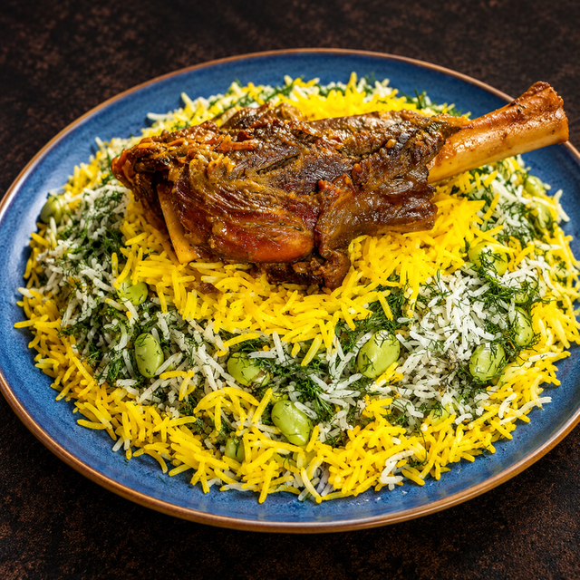 Lamb Shank with Baghali-Polo.