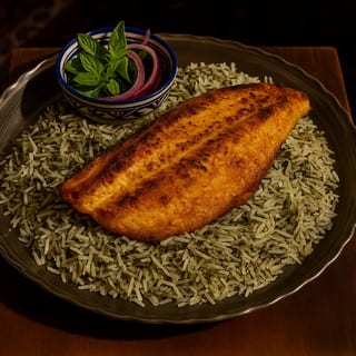 Sabzi Polo Ba-Mahi (سبزی پلو با ماهی سی‌بَس)